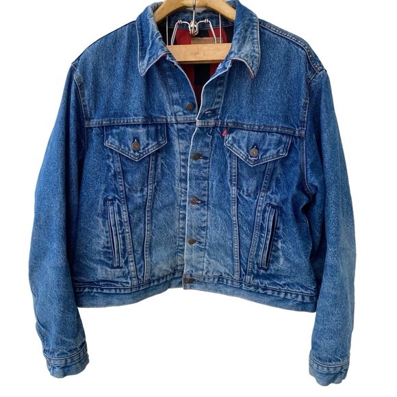 Levi's Other - Levis 70411 Denim Trucker Jacket 48 Vintage 1985 Buffalo Check Blanket Faded 80s